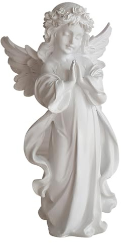 Figura de ángel rezando de 12 pulgadas, estatua de adorno angelical para el jardín, figuras de resina de ángel para niña, para regalos para el hogar, decoración de interiores y exteriores