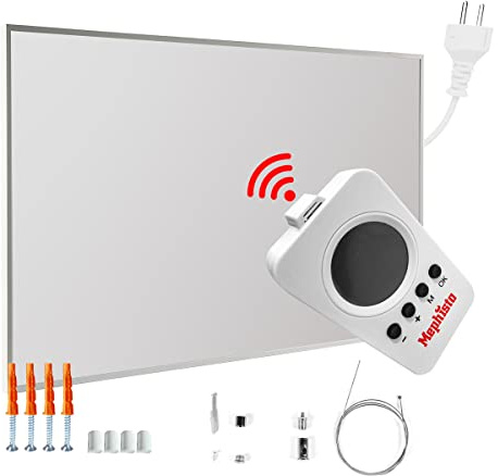 Mephisto Riscaldamento a infrarossi, da parete, a soffitto, con telecomando e termostato WiFi, controllo APP 300 – 1200 W, potenza in Watt: 300 W, accessori: set di montaggio a soffitto incluso
