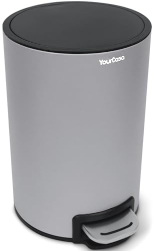 YourCasa Cubo de basura para baño de 5 L de acero inoxidable para cuarto de baño [Softclose] - Papelera de baño pequeña - Cubo cosmético con tapa y Softclose – Cubo de basura para inodoro - Cubo de
