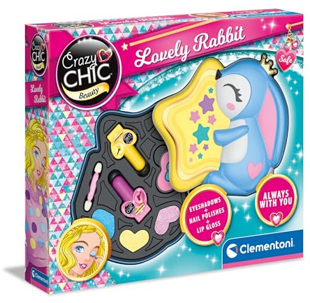 Clementoni Crazy Chic - Lovely Make Up Rabbit Star, Cofanetto Trucchi Bambine 6+ Anni, Trousse Portatile con Set Cosmetici Sicuri per Bambine, Idea Regalo Collezionabile, 18810
