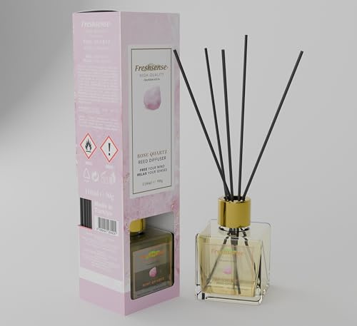ROSE QUARTZ Reed Diffuser 110ml – Air Freshener | FRESH SENSE | Aromatherapy Essential Oil Diffuser for Home, Office, Toilet & Bathroom | Elegant Home Decor | Inspired by the Beauty of Rare Gemstones