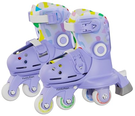Yvolution Patines de aprendizaje para niños para principiantes, patines ajustables 2 en 1, se convierten de tres ruedas a patines en línea, no necesita herramientas para niñas y niños de más de 2