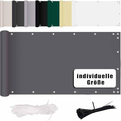 MENGH frangivista per balcone, 50x500cm, rivestimento per balcone, protezione da vento e UV, in diverse misure e colori, decorazione per ringhiere del balcone, della terrazza e del giardino, grigio
