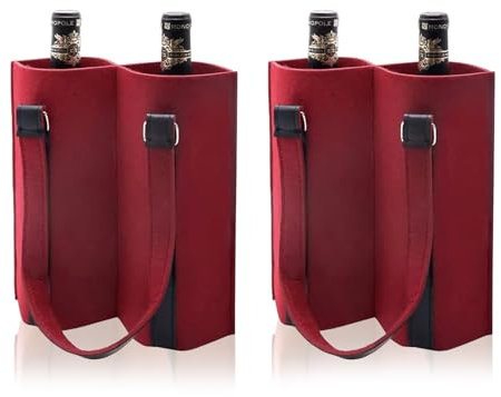 DYUEE 2 Pack Wine Gift Bags with Handles 2 Red Wine Felt Tote, Portable Bottle Bag for Whiskey Bags Pouch Double Bag Wine Tote Bag