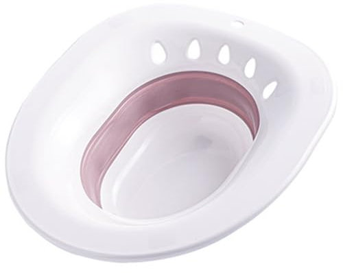 Sitz Bath, Sitz Bath for Hemorrhoids - Sitz Bath for Toilet Seat - Sitz Bath for Postpartum Care, Sits Bath Kit for Women, Collapsible, Wider Seating Area, Deeper Bowl,Pink