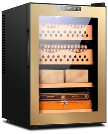 PP-Vic Lämplig för 300 Cigars Electric Cigar Humidor, energibesparande 60W Cigar Humidor, tyst tredimensionell vindfumidor för optimal fuktighetskontroll,Gold