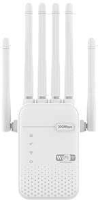 Repeteur WiFi | Amplificateur WiFi | Répéteur WiFi,2 Ports LAN,Répéteur à 6 Antennes,Couvrant Une superficie de 10 000 Mètres carrés，Double Fonction pour Maison et Bureau (Blanc) (R08)