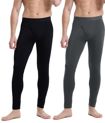Men's Heavyweight Thermal Underwear Long Johns Bottom with Soft Wool Lining, Warm Base Layer Pants for Cold Weather