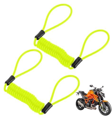 2PCS Disc Lock Reminder Cable,Yellow Spring Reminder Disc Lock Motorbike,Motorcycle Disc Lock Cable,Motorcycle Disc Lock for Scooter Motorcycle Bike