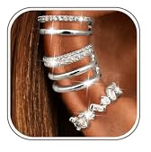 Dochais 3 Stück Ear Cuff Gold Silber Fake Piercing Ohrringe Ohrclips Damen Ohne Ohrlöcher CZ Wrap Funkelnde Runde Huggie Clip Ohrringe Fake Helix Knorpel Earcuffs in Geschenkbox für Mädchen H