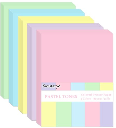 600 Sheets A4 Pastel Colour Coloured Paper 80gsm (210mm x 297mm) Copier Printer Folding Cutting Craft