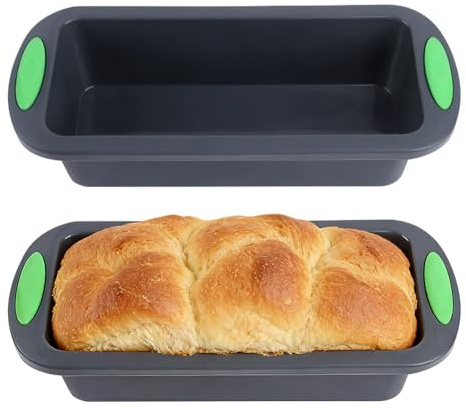 EUBSWA 2 moldes de silicona rectangulares de 28 x 12 x 6,5 cm, antiadherentes y reutilizables para pan, pasteles, lasaña, fácil de limpiar, ideal para panaderos aficionados y profesionales