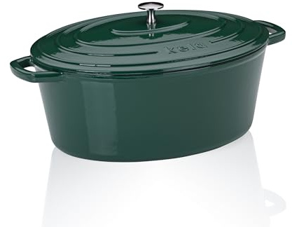 kela Cocotte ovale en fonte - 9,3 l - Pour induction - Avec couvercle - En fonte émaillée - Vert