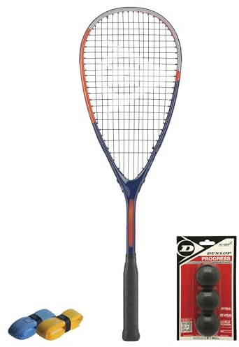 CX Pro Sport Tristorm Pro Squash Set – Includes 1 Dunlop Tristorm Pro Racket, 3 Progress Balls & 2 CX Pro Sport Grips – Exclusive Bundle