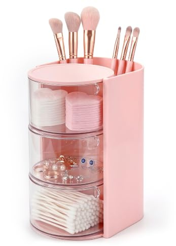 180° Drehteller Schminktisch Organizer 3-stöckiger Pinselhalter Kosmetik