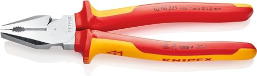 KNIPEX Alicate universal de fuerza cromado aislados con fundas multicomponentes, según norma VDE 225 mm, 02 06 225