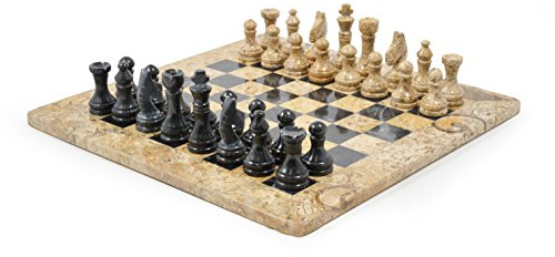 Fossil Gift Shop Jeu d'échecs en marbre de 38,1 cm