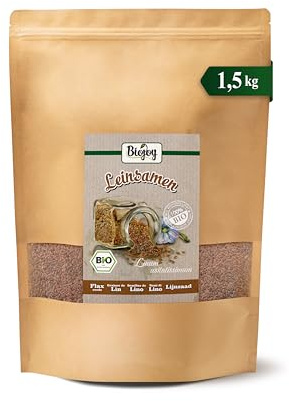 Biojoy Semillas de Lino Orgánicas (1,5 kg), crudas y enteras, sin aditivos