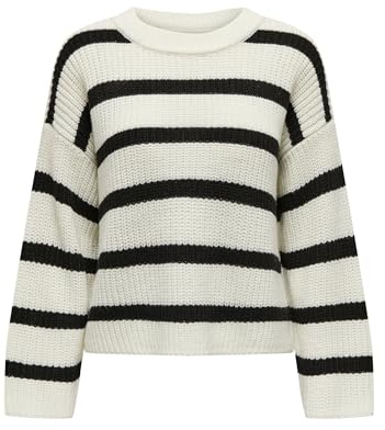 JDY Womens Justy KNT Noos L/S Stripe Pullover Sweater, Eggnog, XL UK