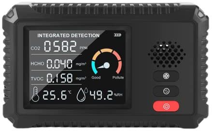 RANRAO Monitor de calidad del aire, monitor de dióxido de carbono , HCHO TVOC PM2.5 PM10 Detector de dióxido de carbono Tester