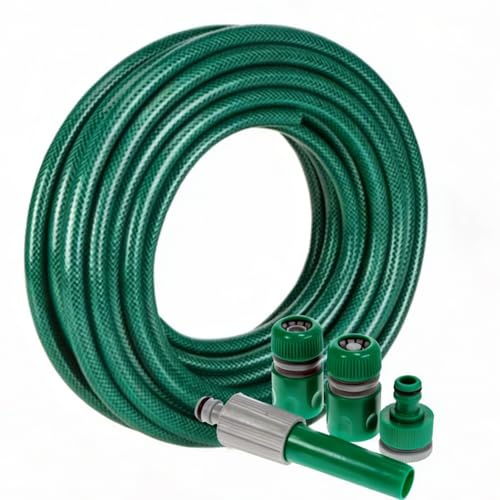 MantraRaj 23M (75ft) Heavy-Duty PVC Reinforced Garden Hose Pipe Set with Spray Nozzles Fittings – Durable, Flexible, Weatherproof, 4 Spray Patterns for Outdoor Garden Patio, Car Wash & Watering Plants