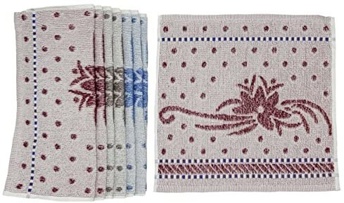Ilkadim Export 8 Stück Waschlappen 100% Baumwolle, 30 x 30cm, Set farbig gemischt, (Blume gepunktet)