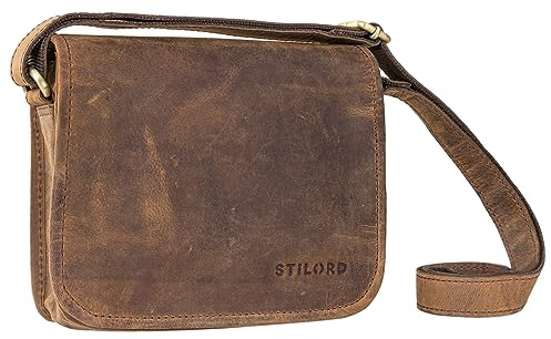 STILORD 'Fanny' Sac a Main Femmes Bandoulieres Intemporel Femme Moyen en cuir sacoche Vintage Sac à main Femme en cuir véritable sac messager petit, Couleur:colorado - marron