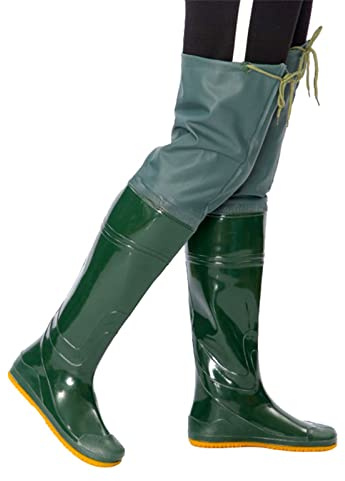 HWBZSZY Bottes De Pêche Hommes Femmes Bottes De Pluie À Semelle Souple Bateaux De Pêche Étang Jardin Travail sur Le Genou Pantalon De Wading Imperméable Chasse Wading Chaussures Pantalon,Vert,43 EU