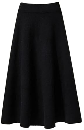 OLEETS Falda De Punto De Mujer - Falda De Punto Plisada De Color Sólido De 40-95Kg De Talla Grande, Falda Vintage Elástica De Cintura Alta, Corte En A, Ropa De Calle Cálida Larga Elegante para I