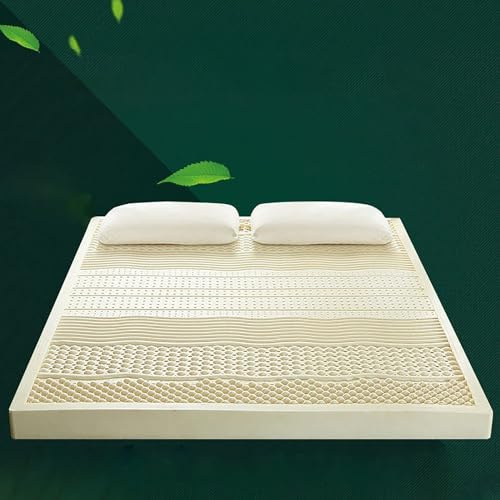 NaKeah 100% Natural Latex Topper Firm - Ergonomic 7-Zone Latex Mattress Topper Massage Pressure Release Bed Mattress,7.5cm,135x200cm