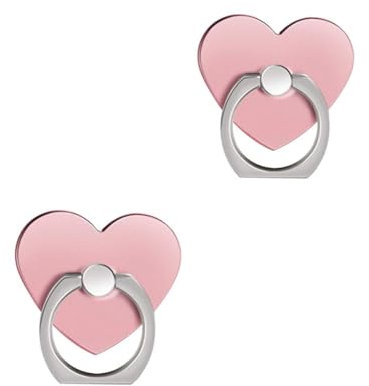 ISKIP Lot de 2 Anneaux de Maintien pour téléphone Portable, Anneaux de Support pour téléphone Portable, Lot de 2 Supports pour iPhone, Samsung, Huawei et Tous Les Smartphones (cœur Rose)