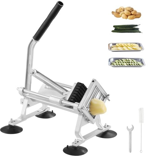 VEVOR Coupe-Frites Commerciale, Trancheuse à Légumes Fruits Manuelle 9,5 mm, Coupe-Légumes en Acier Inoxydable et Alliage d'Aluminium, avec Pieds Antidérapants, pour Radis, Oignons, Pommes de Terre