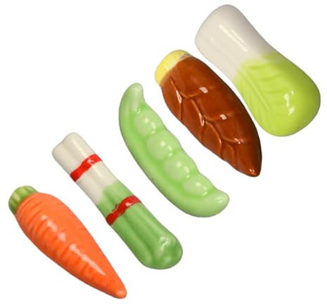 Hoement 5pcs Ceramic Chopstick Holder Spoon Fork Stand Vegetable Design Chopstick Rests Holders for Dining