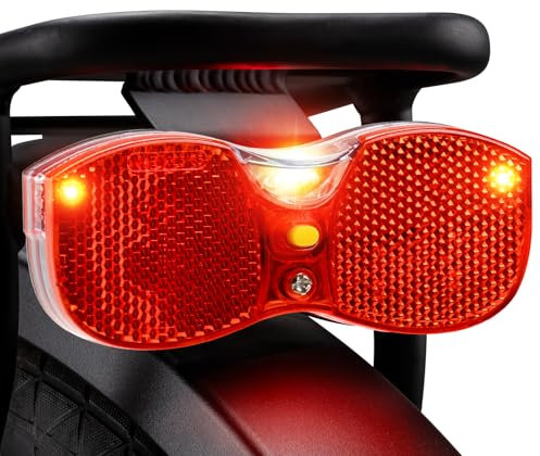 Zeekpowa Luz trasera para bicicleta con homologación STVZO, reflector rojo para conducción nocturna, luz trasera para bicicleta, fácil de montar en el portaequipajes, luz de bicicleta para ciudad y