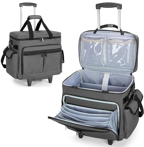Bolsa con ruedas para profesores con bolsillo expandible para archivos y carrito desmontable con ruedas para laptop de hasta 15.6 pulgadas