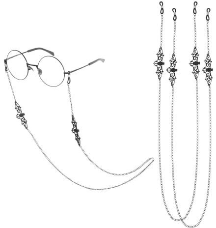 Abeillo 2 Pieces Goth Glasses Chain Black Bat Sunglasses Holder Chains Gothic Eyeglass Strap Halloween Party Accessories for Women Men