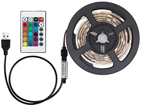 DC5V 6W 1M 60 LED RGB striscia luminosa con telecomando, funzionamento USB, 16 colori, 4 modalità, IP65, SMD3528 per casa, feste, TV, decorazione per interni