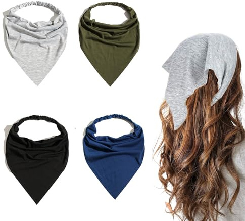 PEKLLOCY Lot de 4 bandanas bohèmes, foulards d'été, foulard triangulaire à nouer