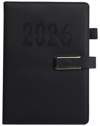A5 dagbok 2026 2027 veckoplanerare 2026 2027 21 x 14 cm PU-omslag med spänne öka produktiviteten organisation personlig planerare jobb veckovis och daglig agenda (svart)