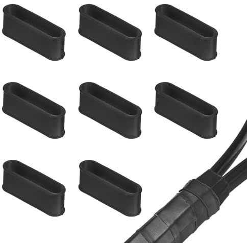 M METERXITY 8-Pack Tennis Racket Silicone Rings, Non-Slip Racket Rubber Ring Absorbent Overgrip in Place for Pickleball/Racquetball/Badminton/Squash/Baseball Bat Handle[Black]
