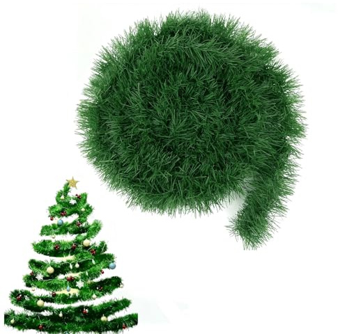Guirnalda Verde Navidad,Navideñas Decoración,guirnaldas Navidad, decoración Adecuada para Todo Tipo de Festivales(15M) (Verde)