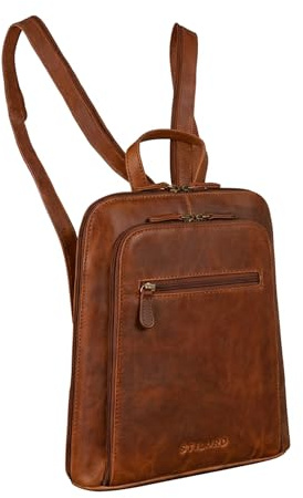 STILORD Millie Stadtrucksack Damern Läder Liten Damryggsäck Modern Liten Läderryggsäck Äkta Läder Vintage Dagpack Mini Stadryggsäck Crossbody Ryggsäck Farbe:Kara-konjak