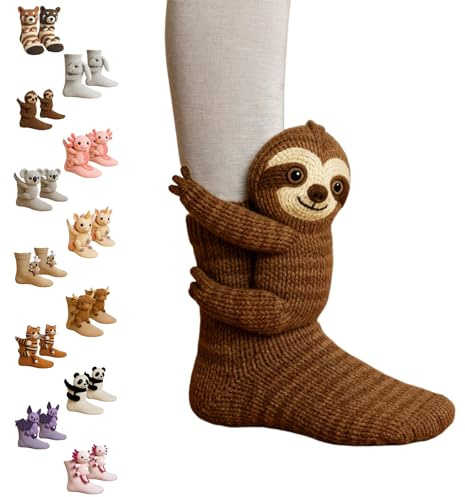 Chaussettes Rigolotes,Animal Socks,Chaussettes Antidérapantes Femme Hiver,Chaussette de Sol Pour Ménage Noel,Chaussette 3D Animaux Crochetées Animaux Tendance,Décontractées