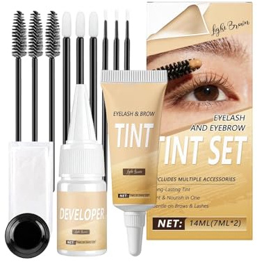 Tinte para Pestañas,Volumen Instantáneo de Larga Duración - Kit de Tinte Negro para Pestañas y Cejas - para Mujer Principiante Hogar Salón Viaje Diario Citas Oficina Bar Cumpleaños