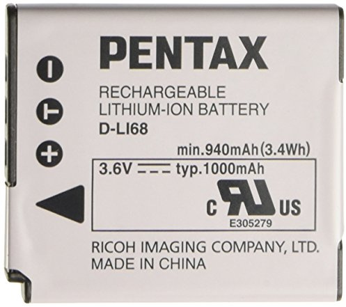 Pentax D-LI68 iones de litio 1000mAh batería recargable - Batería/Pila recargable (1000 mAh, Ión de litio, Blanco)