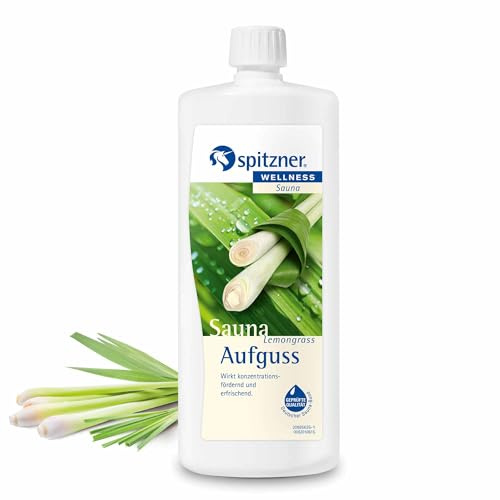 Spitzner esencia para saunas Hierba de limón 1 l - sauna de bienestar con fragancia de sauna de hierba de limón, vigorizante, refrescante, promueve la concentración - aceite de sauna natural.