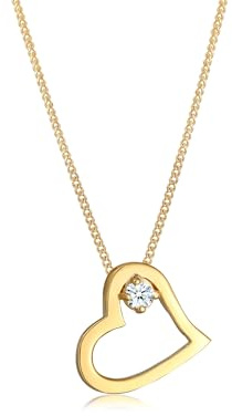 Elli DIAMONDS Halskette Damen Herz Verbunden mit Diamant (0.03ct) in 585 Gelbgold