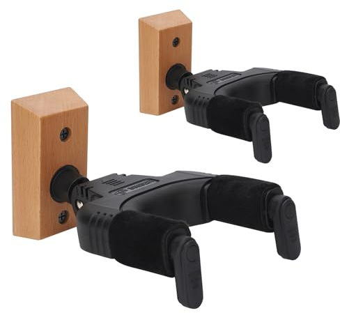 Sondery Guitar Hanger Wall Mount, Auto Lock and Adjustable Hook Holder for Acoustic and Electric Guitar, Ukulele, Bass, Banjo and Mandolin (W 2 PACK)