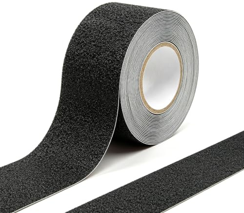 Halkskyddstejp, hög dragkraft starkt grepp slipmedel, halkfri remsa säkerhetsspår tejp för trappsteg ramper inomhus eller utomhus, svart (50 mm bredd x 5 m lång)