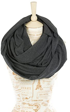 Forgotten Cotton Single Layer Jersey Infinity Scarf (Dark Heather Grey)